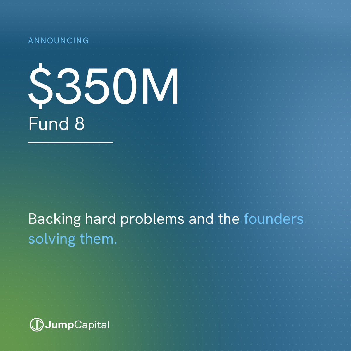 jumpcapital's tweet photo. We closed Fund 8 at $350M. Here's what we're doing with it.

Backing founders across three shifts reshaping enterprise AI:

→ The application layer, being rebuilt as software finally does the work
→ The infrastructure nobody posts about, making it all reliable
→ Security, for a world where software now acts on its own

Full thesis 👉 https://t.co/w82Vw9lhJ9