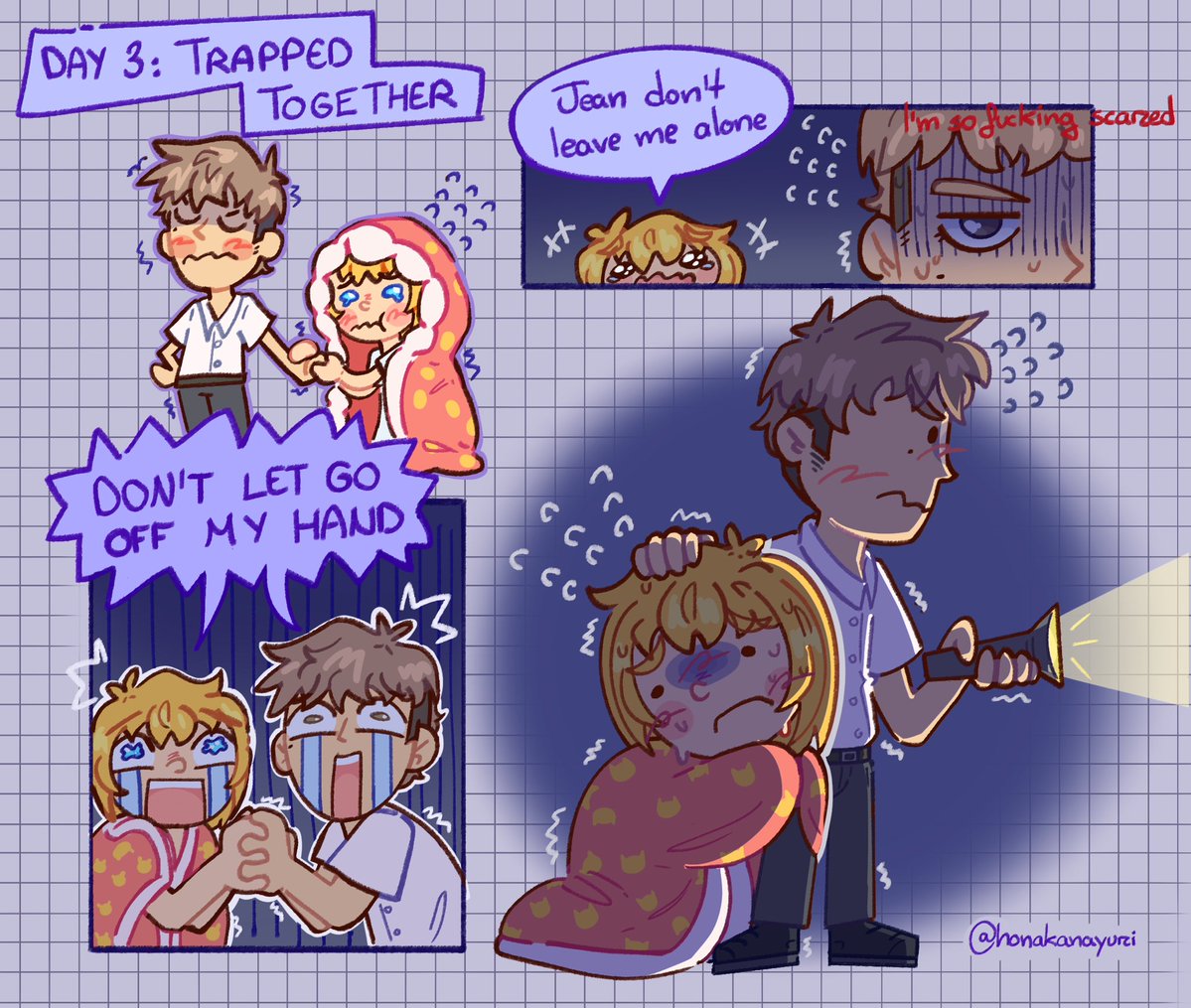 honakanayuri's tweet photo. day 3: trapped together #jearminweek 

based on that one episode from junior high https://t.co/D7MySJ8zRJ