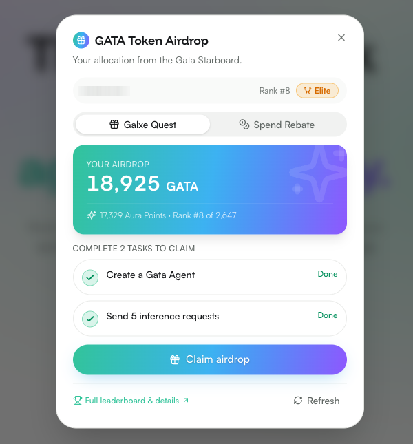 Crypto_Pranjal's tweet photo. Finally, the $GATA airdrop for Galxe Starboard participants is ready to claim.

✅ Claim yours here: https://t.co/AXYU0ZSPh9

They delayed the rewards for almost 9 months after TGE. Meanwhile, the price dropped 99.81%.

I finished in the top 8 on the leaderboard and my allocation is now worth... $4 😂

And to claim even that, you need to set up their Telegram bot and chat with it at least 5 times.

Talk about a project doing everything possible to kill itself.