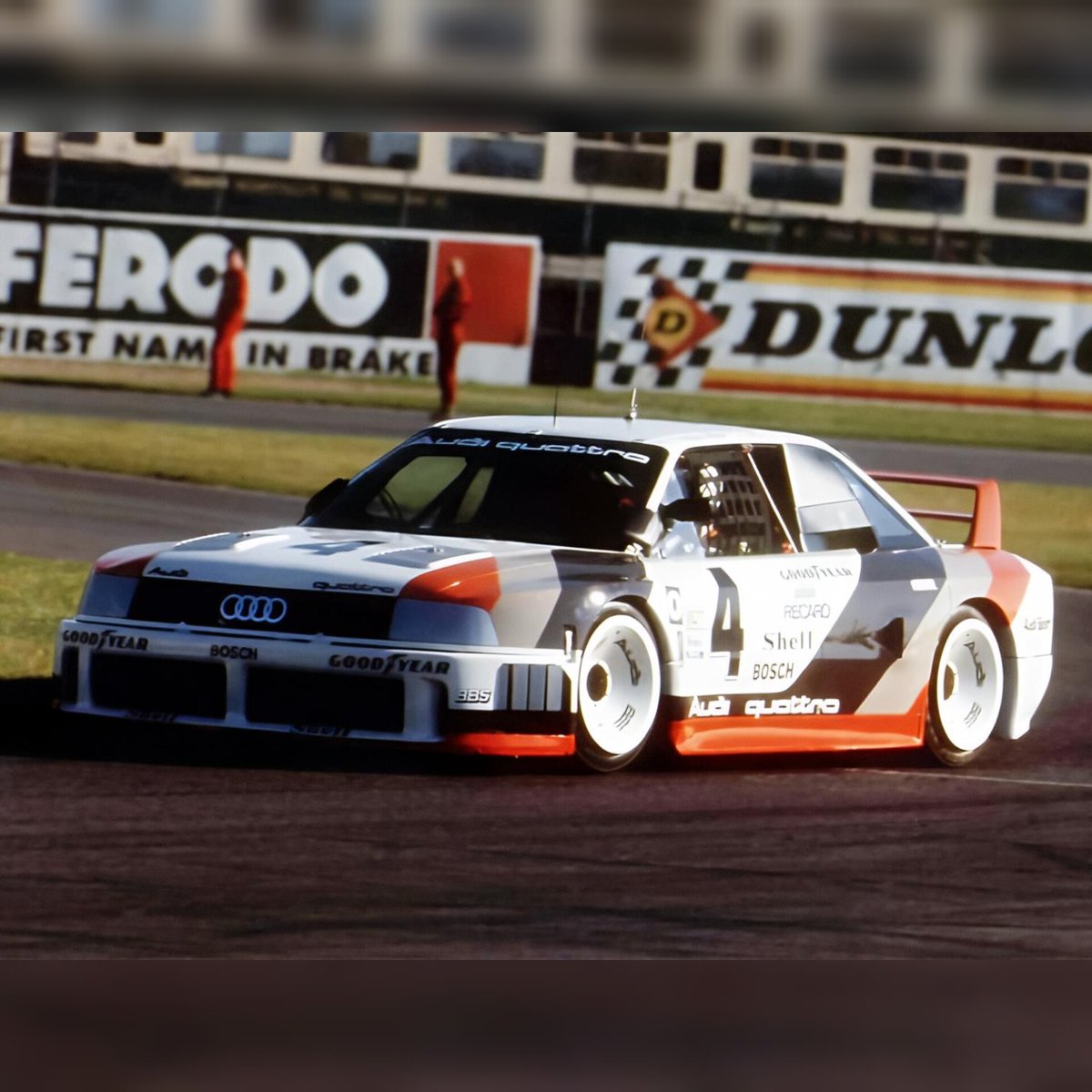 racing_culture's tweet photo. The 1989 Audi 90 quattro IMSA GTO is a pure motorsport monster. Born from Group B DNA, this 5-cylinder 720hp turbo beast with AWD traction dominated the US tracks. Pure aggression on wheels. 🏁🇩🇪 #AudiQuattro #IMSAGTO #VintageRacing #GroupB #AudiSport https://t.co/tiAPif7TqK