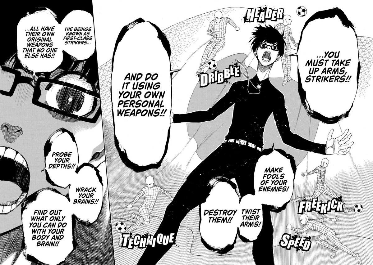 bluelockrensuke's tweet photo. Fox saying he is 0 to 1, Teddy saying he's a worthless puppet and Ego's explanation on how to turn 0 to a 1 in chapter 8 go hand in hand. 

Fox was probably Ego's coach when he encountered the God of football and after that experience he challenged Fox's ideology and started his https://t.co/OcYnNx2jSY