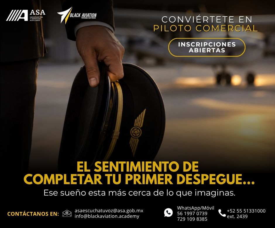 ASAMexico_mx's tweet photo. El mundo necesita #pilotos capacitados. ¿Estás listo para ocupar una cabina? Convierte tu pasión en una #profesión con formación integral y prepárate para despegar hacia una carrera con grandes oportunidades. Escríbenos por #WhatsApps /Móvil 56 1997 0739
729 109 8385 https://t.co/UreZuNLmtH
