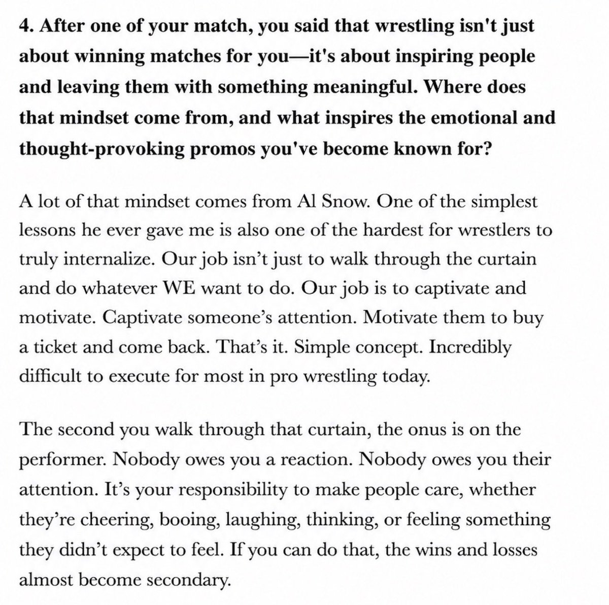 1nceCalledLost's tweet photo. Just wrapped an interview with German magazine @PowerWrestling and Martin Mahony. Here’s an excerpt from it and I felt like sharing this. Credit to @TheRealAlSnow for teaching me one of the most important lessons I’ve learned in this sport. https://t.co/zaLf1Ft59X