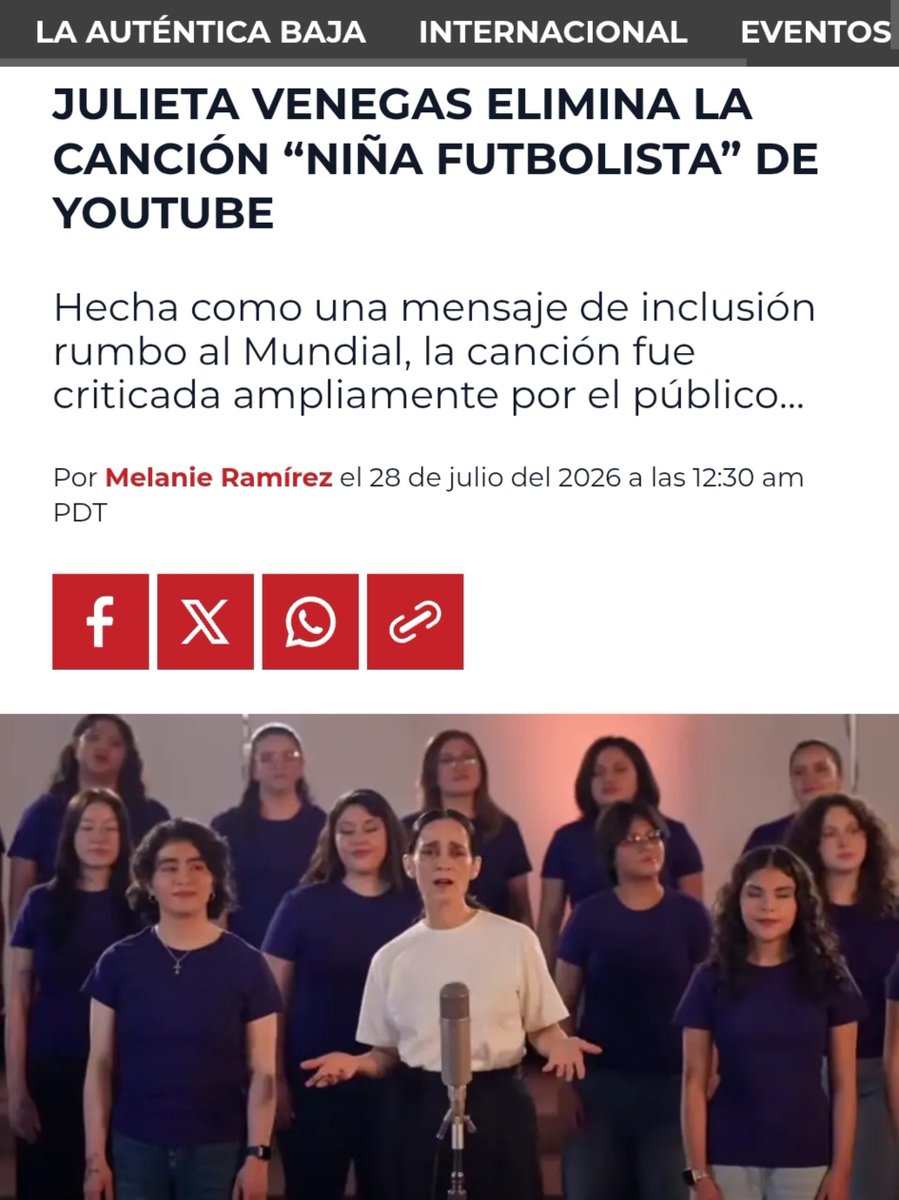 KalinaAnnGG's tweet photo. Julieta Venegas eliminó de su canal de YouTube la canción inclusive "La Niña Futbolista". Primero la había vetado de su repertorio, ahora directamente fingió demencia y la borró de su canal. https://t.co/9It22WWXAe
