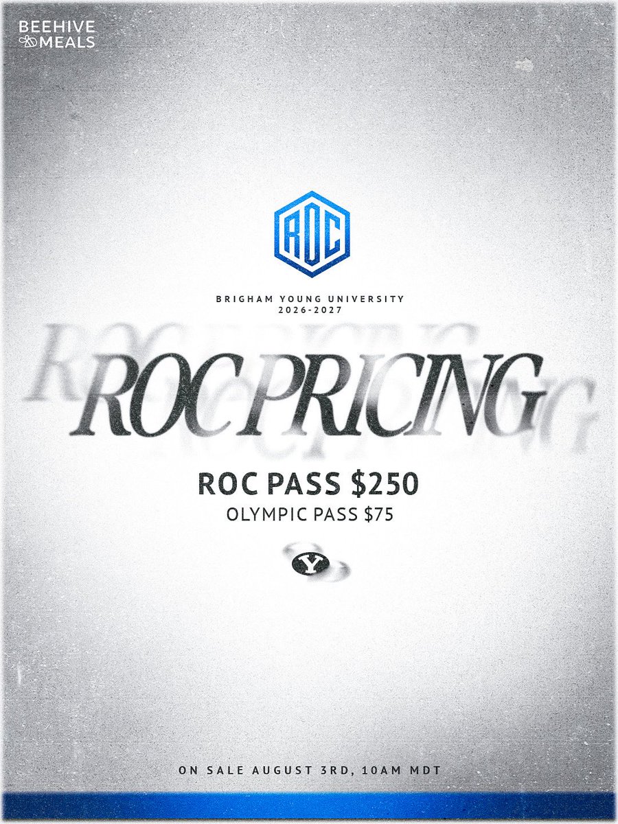 byuROC's tweet photo. ROC Passes on sale August 3rd at 10 AM. Make sure you login to set up your account before the sale begins! https://t.co/wOGNE4kBWs