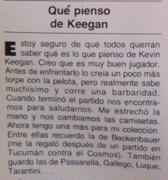 MemoriaHincha's tweet photo. El 20 de julio pasado, tan solo 5 días después del Argentina 2 Inglaterra 1 por el Mundial, falleció Kevin Keegan, referente del Liverpool, el Hamburgo y la selección inglesa, y quien fuera admirado por Maradona, que así lo describía en una nota a El Gráfico tras el partido amistoso que en Wembley, los ingleses ganaron por 3 a 1, el 13 de mayo de 1980.
