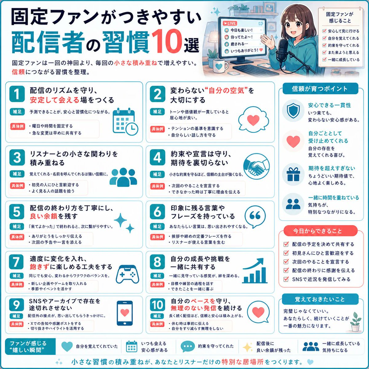 gameask_me's tweet photo. 固定ファン習慣の作り方🔖

見に来る理由が毎回あると、自然と枠を開く習慣につながりやすいよ！ https://t.co/D1fUKPP1gi