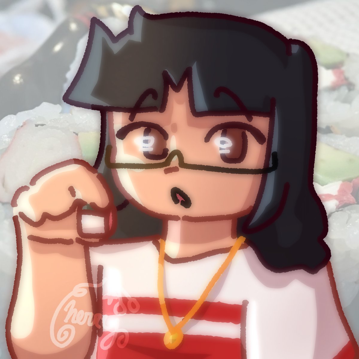 cherrmii's tweet photo. @ItsMisophhere your sushi gluttony sickens me
---
#digitalart https://t.co/ONHa8oRoIk