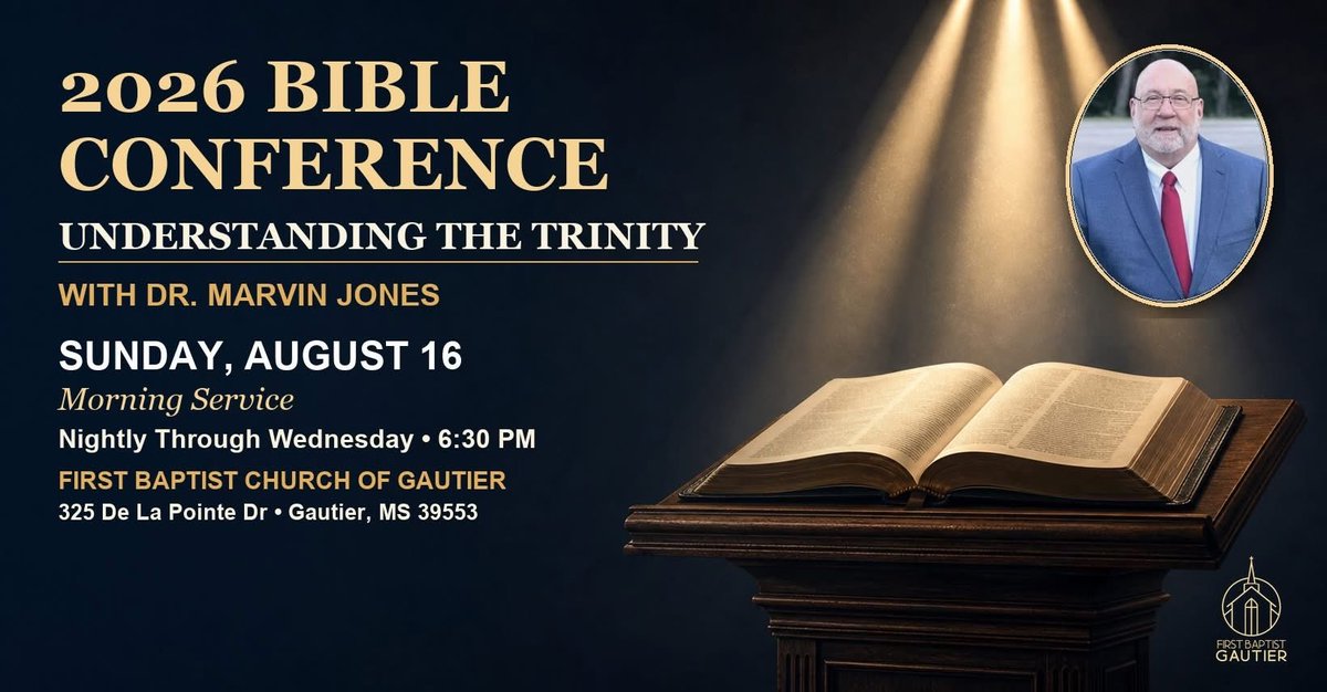 MarvinDJones's tweet photo. Excited to lead the Trinitarian Conference at First Baptist Church of Gautier, Mississippi. Hope to see you there! https://t.co/0y1lXzSWbF
