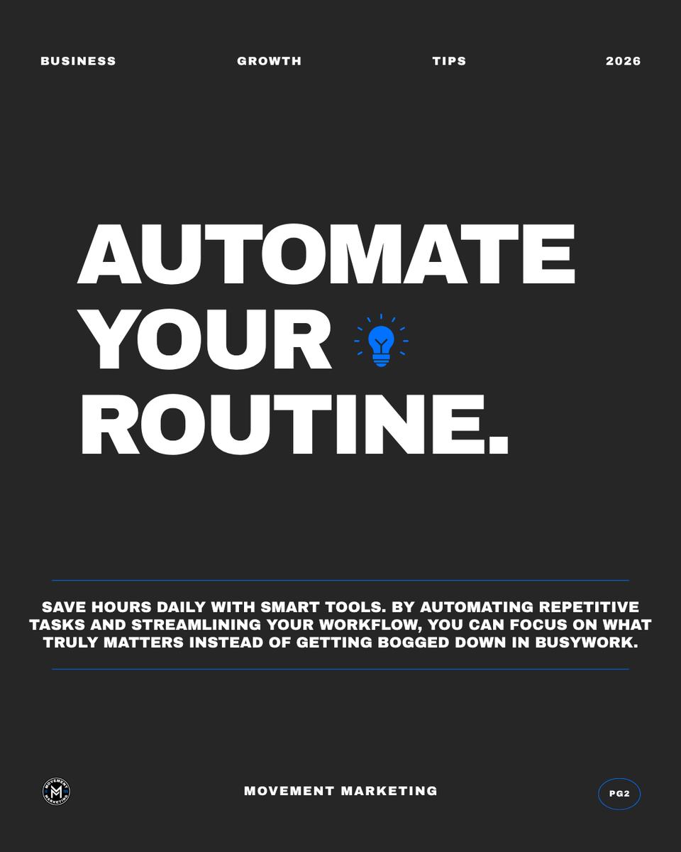 MovementMktgSC's tweet photo. Work smarter, not harder. Save hours daily with smart tools. Focus on the few tasks that drive 80% of results. Build processes that give you freedom + scalability. That's how you grow without burning out!
-
#worksmarter #productivity #timemanagement #smarttools https://t.co/wCxFgIG3lb