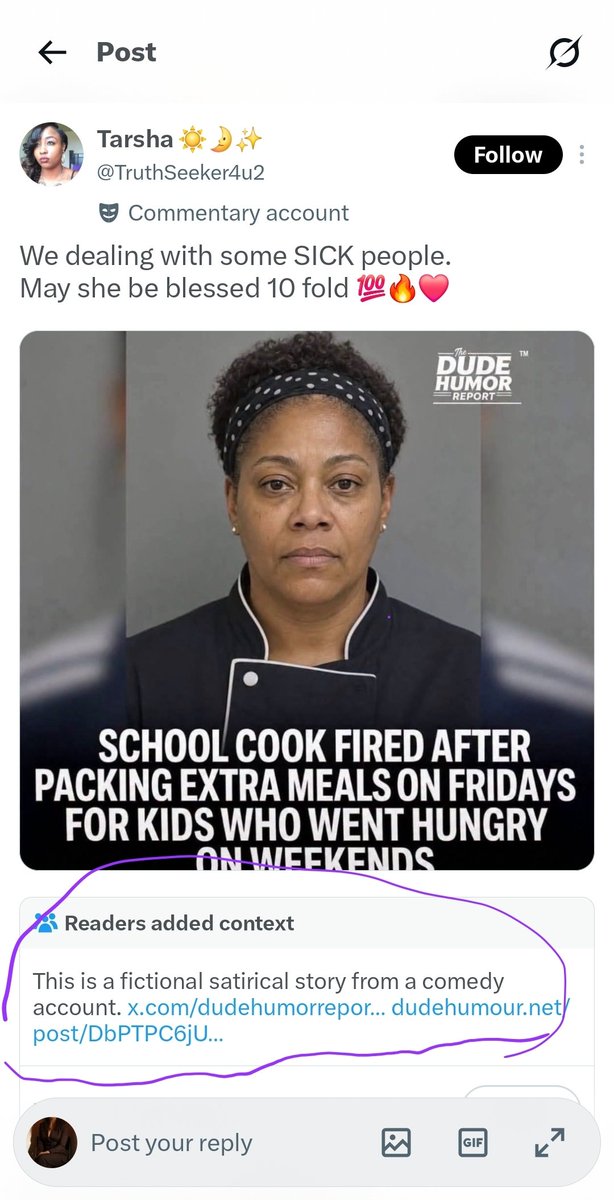 StarrJacks626's tweet photo. @TruthSeeker4u2 It says it's a fake story https://t.co/PFOrgJE2oW