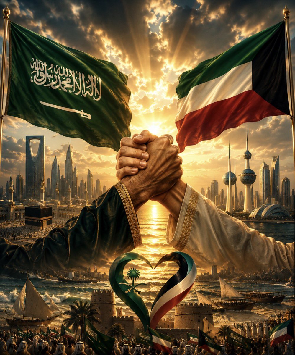 Alshaikh2's tweet photo. السعودية و الكويت ..
ليستا دولتين جمعتهما الجغرافيا فحسب ..
بل قلبان جمعهما التاريخ .. 
و المصير المشترك .. 
و الدم .. 
و المواقف.

كلما اشتدّت الأيام ..
ازداد اليقين بأن ما بينهما ليس تحالفاً     يبدأ بحدث .. 
و تنتهي بحدث ..
بل أخوّةٌ راسخة .. 
لا تغيّرها الظروف .. 
و لا تهزّها الأحداث.

كانتا بالأمس معاً ..
و هما اليوم معاً ..
و ستبقيان غداً .. بإذن الله .. معاً.

🇸🇦❤️🇰🇼

#السعودية
#الكويت