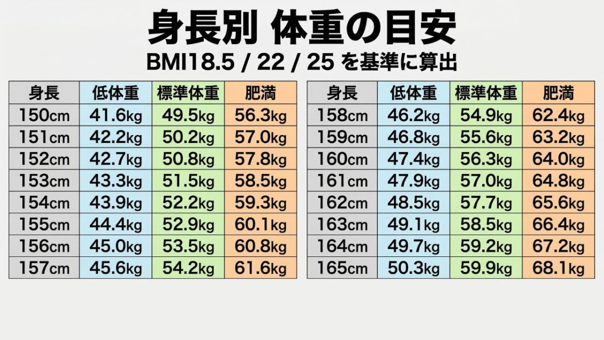 165cm 標準 体重