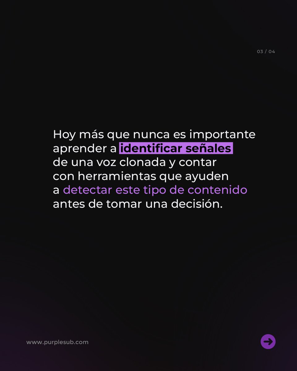 purplesubagency's tweet photo. La clonación de voz mediante inteligencia artificial es una tecnología que avanza rápidamente y puede ser utilizada con fines maliciosos. Mantenerse informado y contar con herramientas de detección confiables es clave para proteger tu identidad y evitar fraudes. https://t.co/ZLSuWPqKBl