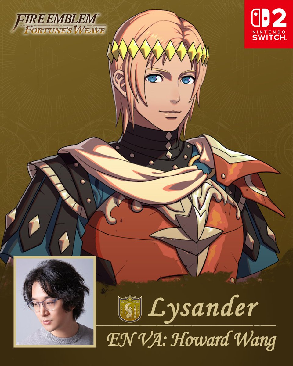 TheHowardWang's tweet photo. Feeling super FORTUNATE to be the English voice of Lysander in Fire Emblem: Fortune's Weave!!! 🐎

Endless thanks to @NintendoAmerica @Cupofteaprod for having me on such an awesome project! And I had a wonderful time working with @BoobsMcbalrog's voice direction! https://t.co/C3DyvYIvpJ