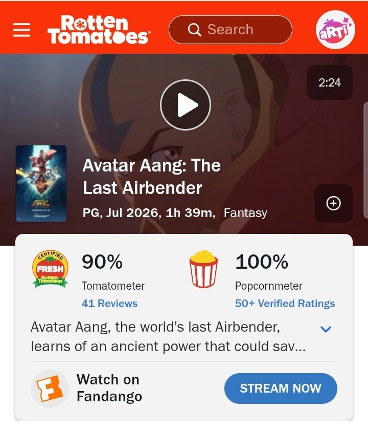 Carl_Nwakakwa's tweet photo. #AvatarAangTheLastAirbender is now CERTIFIED FRESH with a 90% Tomatometer percentage! https://t.co/LUcRx7FRoA