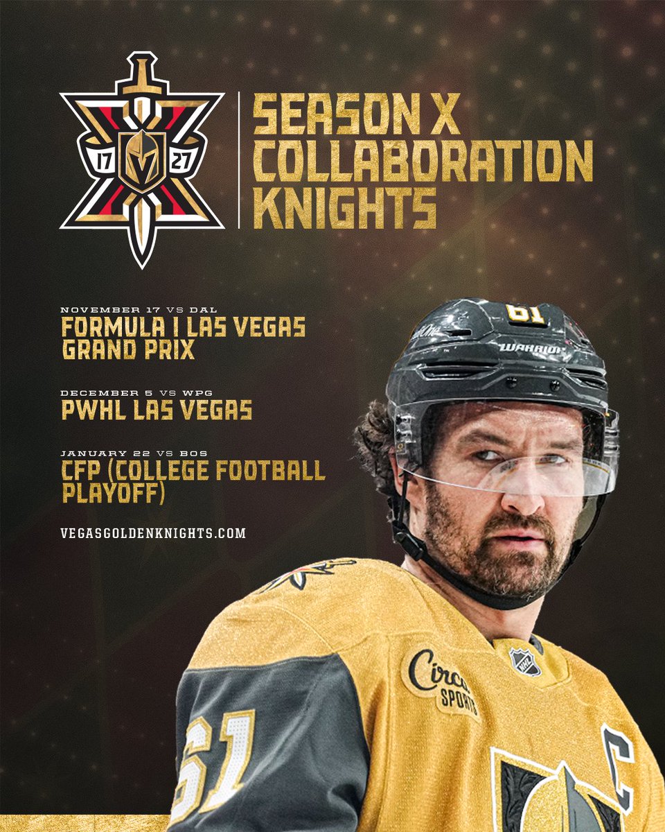 GoldenKnights's tweet photo. VGK 🤝 @F1LasVegas 
VGK 🤝 @pwhl_lasvegas 
VGK 🤝 @CFBPlayoff 

Sign up for ticket info » https://t.co/PSNh6jhbcD https://t.co/Rnl1GW13Qv