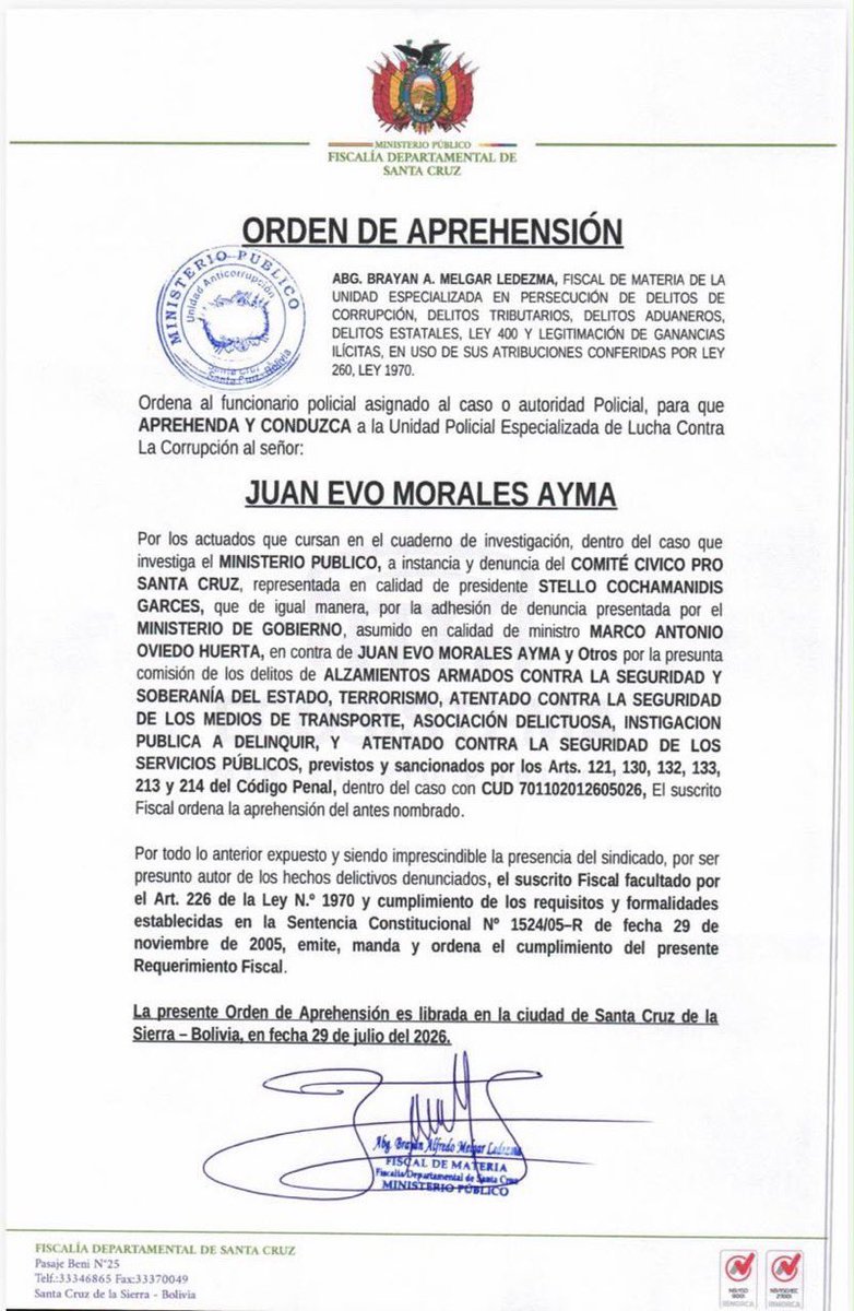 RAMIROMARRA's tweet photo. Evo Morales fue oficialmente denunciado por terrorismo contra el Estado de Bolivia. Cabe recordar que Alberto Fernández le dio asilo político a este delincuente.

No era joda cuando dijimos que los Kirchneristas son todos amigos de terroristas, dictadores, narcotraficantes y violadores.