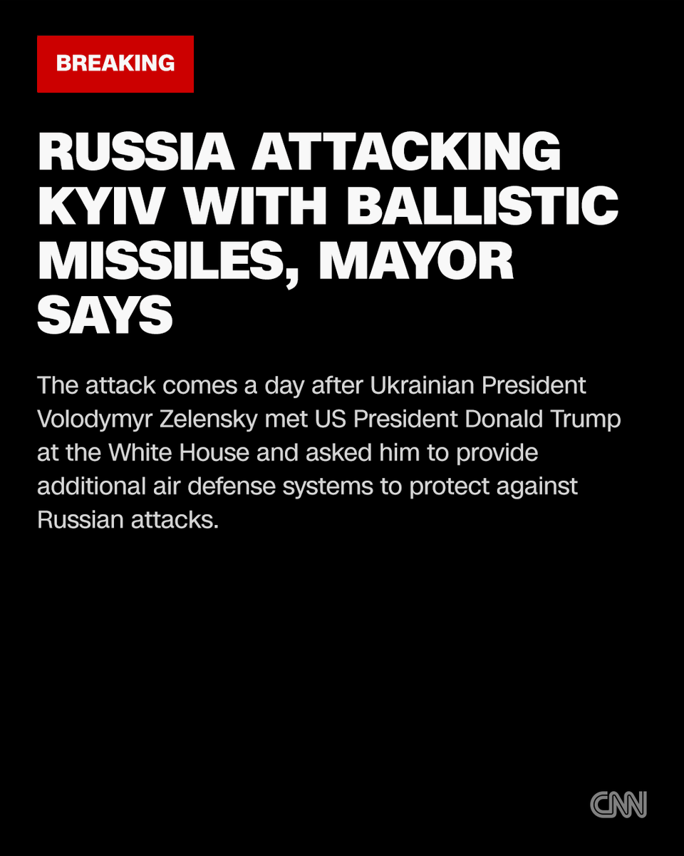 CNN's tweet photo. Russia is attacking Kyiv with ballistic missiles, according to Mayor Vitali Klitschko and the Ukrainian Air Force. https://t.co/jI3M1kQpkR https://t.co/tYLkuvtmBe