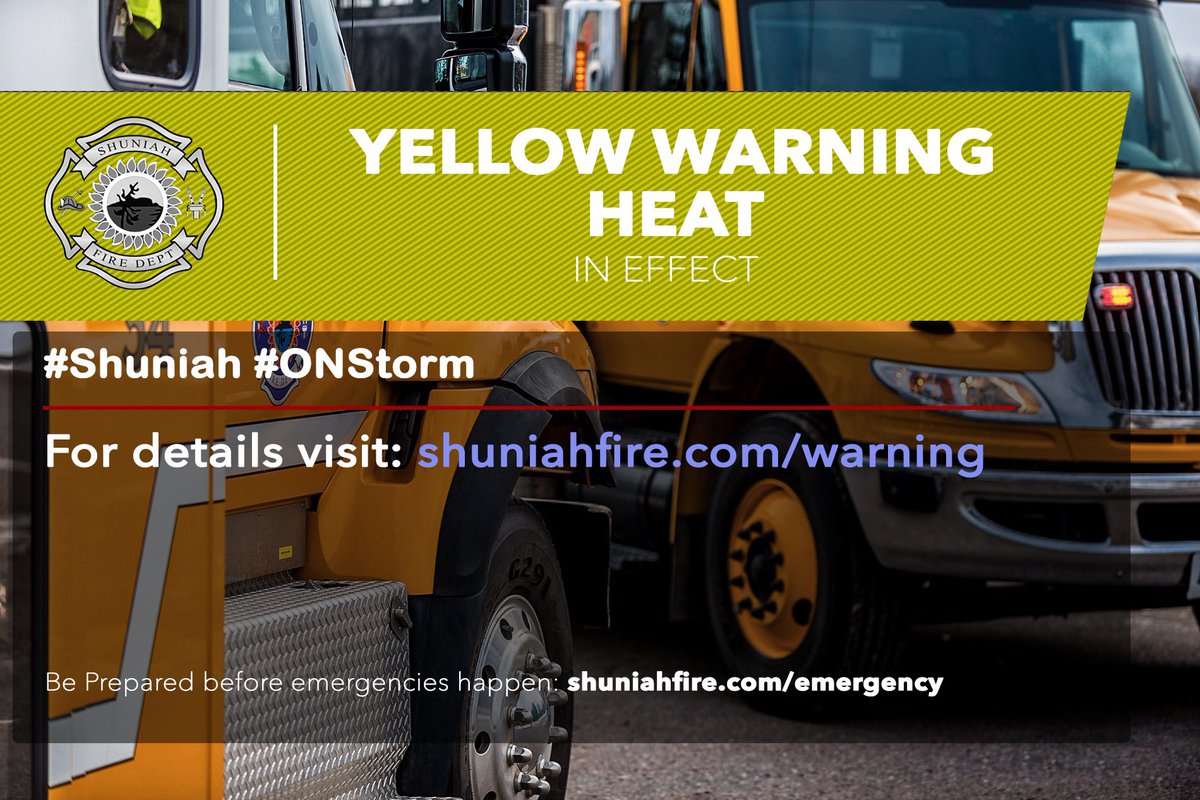 ShuniahFire's tweet photo. YELLOW WARNING - HEAT IN EFFECT issued by @ECCCWeatherON 

Highs of 29 to 32°C.
Humidex values of 33 to 38.
Nighttime lows of 16 to 20°C, providing little relief from the heat.
Through Thursday and possibly into Friday.

Details: https://t.co/2GjqPVzydJ

#Shuniah #ONstorm https://t.co/MfUQV2hnTL