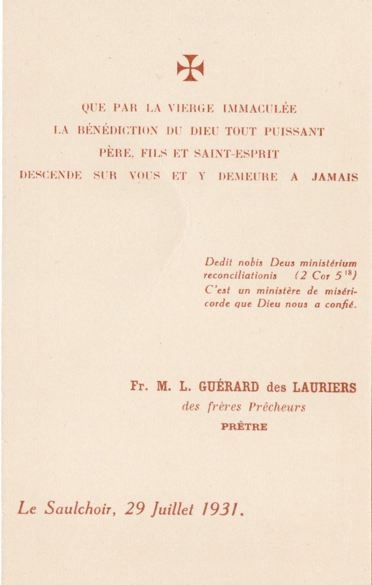 GiuseppeSPX's tweet photo. July 29, 1931 - 2026: 95th anniversary of the priestly ordination of Fr. Michel Louis-Bertrand Guérard des Lauriers o.p. in the church of the theological school "Le Saulchoir" in Belgium, of the French province of the Dominican Order. https://t.co/DDObDDs0U2