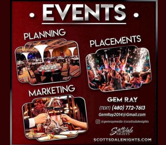 GemRayMedia's tweet photo. Marketing Your Events &amp; Business || Event Placement &amp; Planning ( Set Up a Consultation Call 📞 Meeting @GemRayMedia  at 480.772.7613 (Text) @ScottsdaleNites #ScottsdaleNights https://t.co/VehlIRWZGH