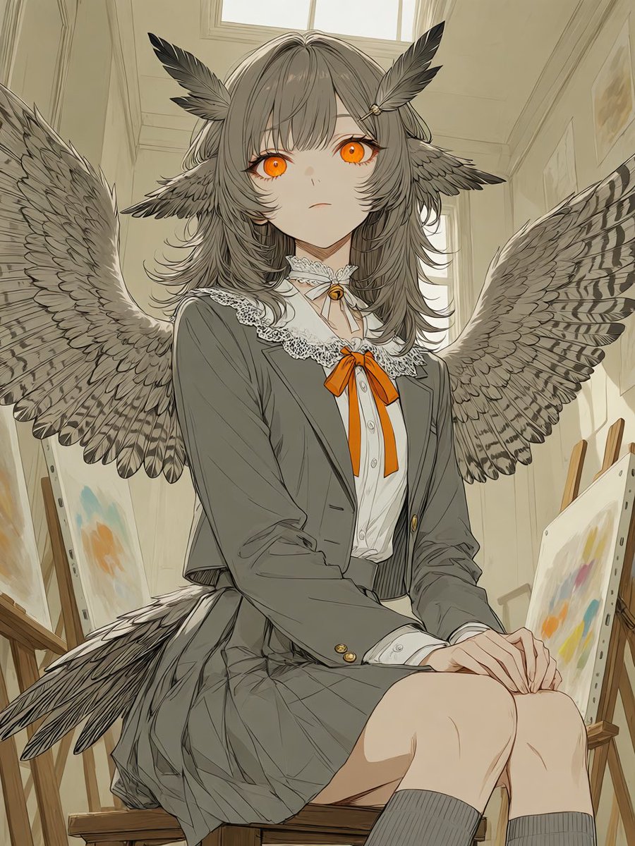 FernandesP91748's tweet photo. アフリカワシミミズク
目と大きなふわふわの羽が特徴的。耳のような羽角がチャームポイント。
学校では寡黙な先輩と思われているが寝不足なだけ。
#AIイラスト #AIart https://t.co/5oar0oCpAh