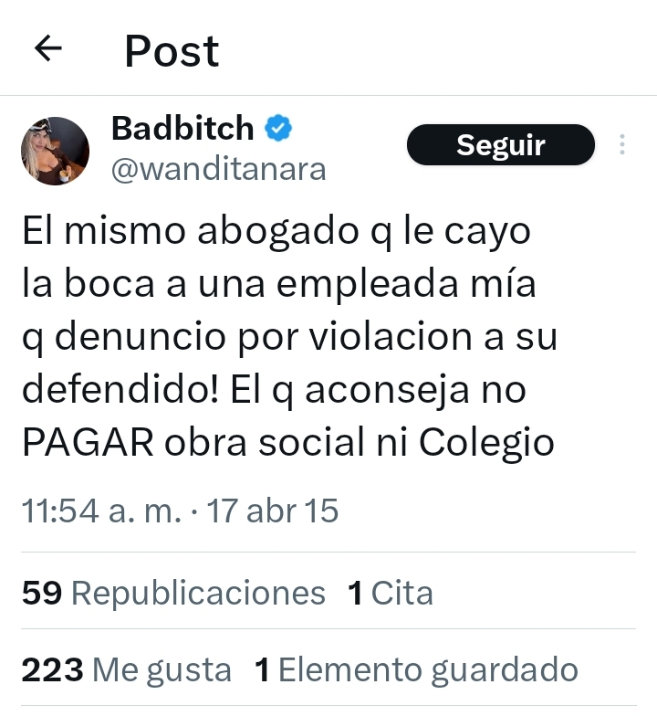 LunaGitana0333's tweet photo. @PeteFeInforma Lo de la empleada y la niñera es por esto, lo dice por Maxi lópez, ella misma lo posteó https://t.co/AkQQ5G3F2V