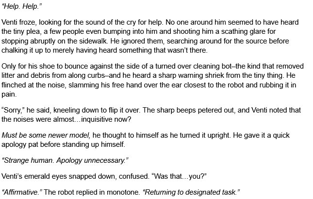 HeirOfSerenity's tweet photo. Another sneak peek for #AndroidAU #Zhongven chapter 4. 8k words and still cooking. ๐ซก https://t.co/1Tkn26uWog