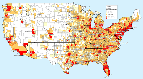 stats_planet's tweet photo. @TerribleMaps Population Density in the United States https://t.co/4I7XzRTLW3
