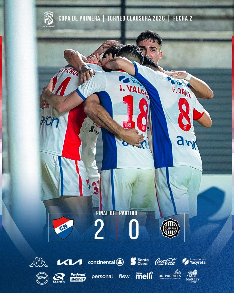 clubnacionalpy's tweet photo. #Clausura2026🏆

✅️ Fecha 2

𝗙𝗶𝗻𝗮𝗹 𝗱𝗲𝗹 𝗣𝗮𝗿𝘁𝗶𝗱𝗼

GANÓ  NACIONAL  !!

Nacional 2️⃣➖️ 0️⃣ Olimpia 

⚽️ Josué Colmán 
⚽️ Roque Santacruz 

 #VamosNacional 🔴⚪️🔵 https://t.co/5HEnJiCGS4