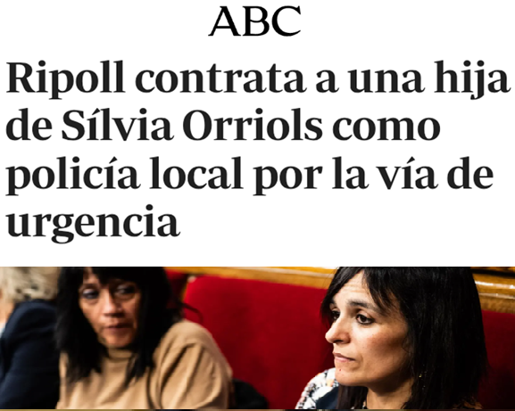 CCivicaCatalana's tweet photo. Qué casualidad que de 24 candidatos, la elegida sea la hija de la alcaldesa.

Y justo la mamá nombró al tribunal.

Y justo la niña es mayor de edad y ahora la plaza es "urgente".

Orriols no es algo "nuevo". Es el separatismo casposo y rancio que cree que Cataluña es su cortijo. https://t.co/UThSXYbKXY