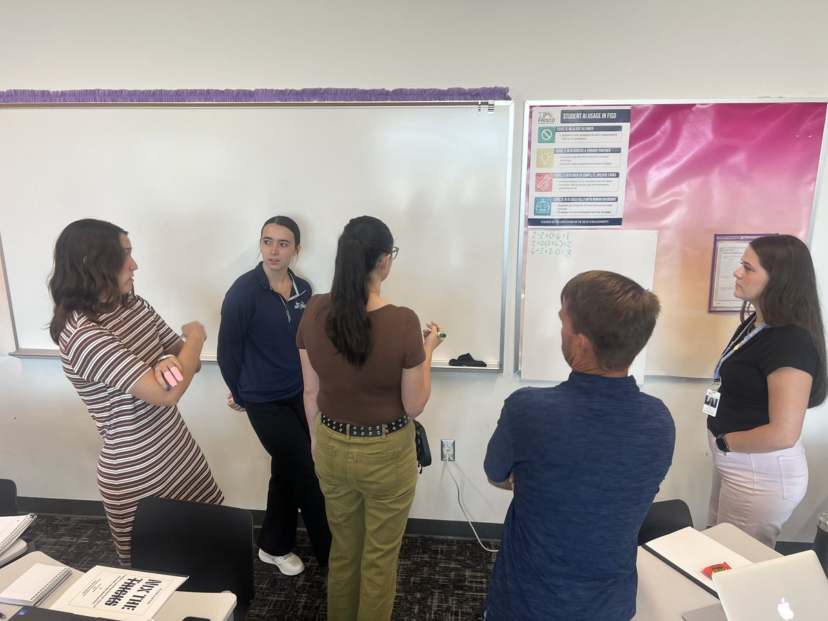 FISDSecmath's tweet photo. Great day connecting with our new math hires as we explored what it means to be a math teacher in Frisco ISD. They experienced student-centered learning through a Building Thinking Classrooms approach using vertical whiteboards and explored impactful instructional strategies https://t.co/Y9Sslrk061