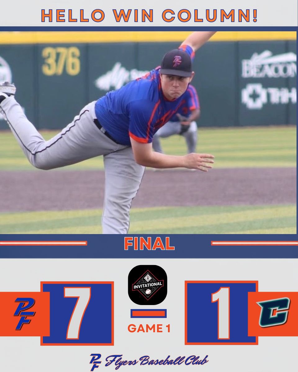 pfflyersbeisbol's tweet photo. Final: 16U PF Flyers 7-1 Victory!
A dominant team win highlighted by a stellar outing from Eli Questa: 5.0 IP, 0 ER, 1 H. The Flyers take a 7-1 victory and keep rolling. Great work all around! ⚾️ #PFFlyers @PFFlyers2028 https://t.co/to51me19yJ