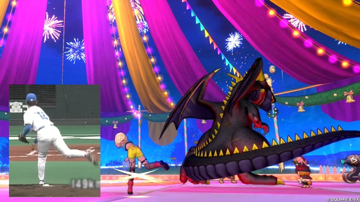 DQ10Polly's tweet photo. 昨晩はコッペリア様主催のタル投げフェスタインフェルノにお邪魔してきました🤾‍♂️
そこには平成の怪物がいました。
今まで黙っていましたが野球⚾️好きなんです♪
#DQ10 https://t.co/qv6XJdWxFO