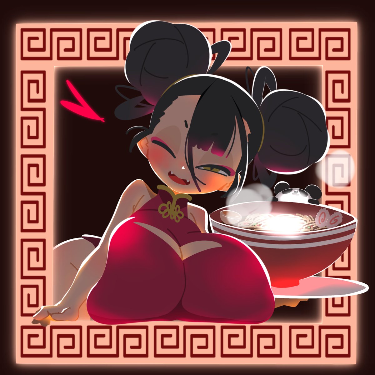 rakudaito_part3's tweet photo. ラーメン宣伝ラーメンガール＆パンダ
ちょっと迷走気味のgifの元絵 https://t.co/uskC9cEOfc