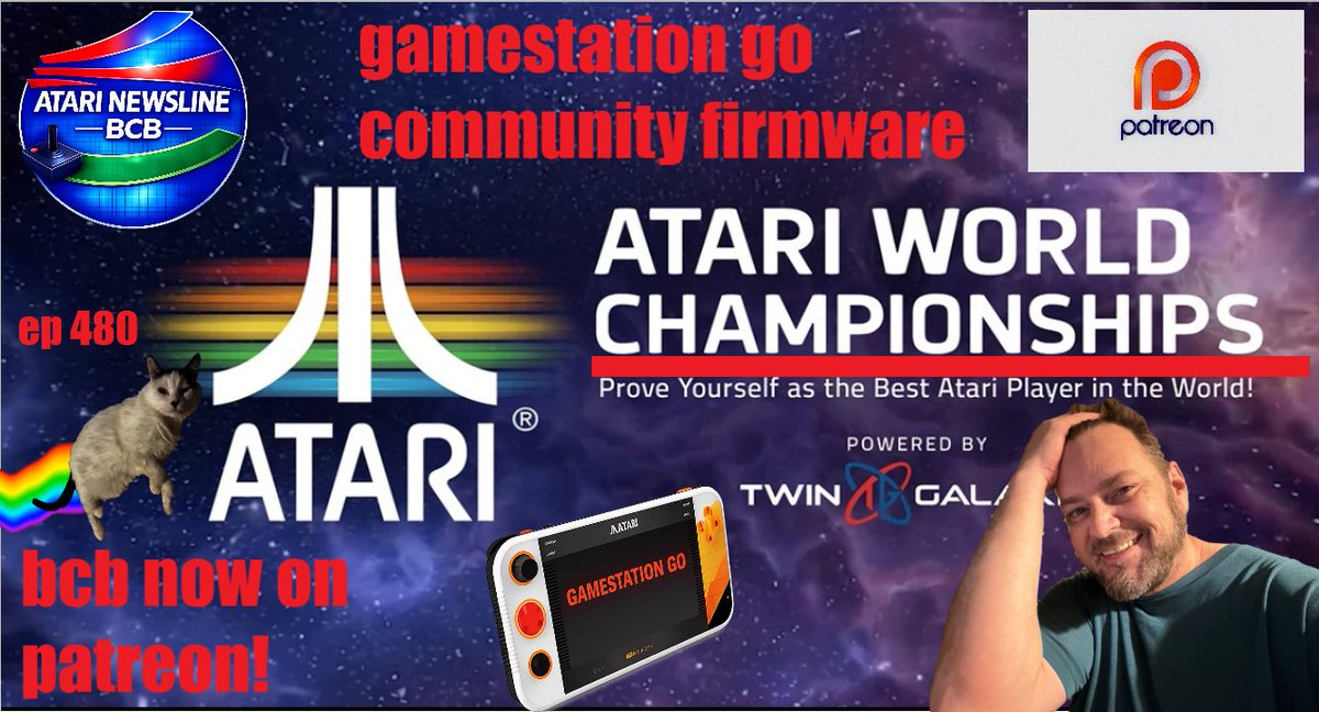 ballistikcoffee's tweet photo. TONIGHT! #Atari World #Championships is announced, sponsored by @TwinGalaxies! + #MyArcade &amp; @atari #GamestationGo Community #Firmware Update! + #BCB now on #Patreon! All this &amp; more on #AtariNewsline 480! 9p ET! AND: Coop #Kitty as #Nyancat! Link: https://t.co/41Dm30tIH5 #gaming https://t.co/TiYlNijnOC