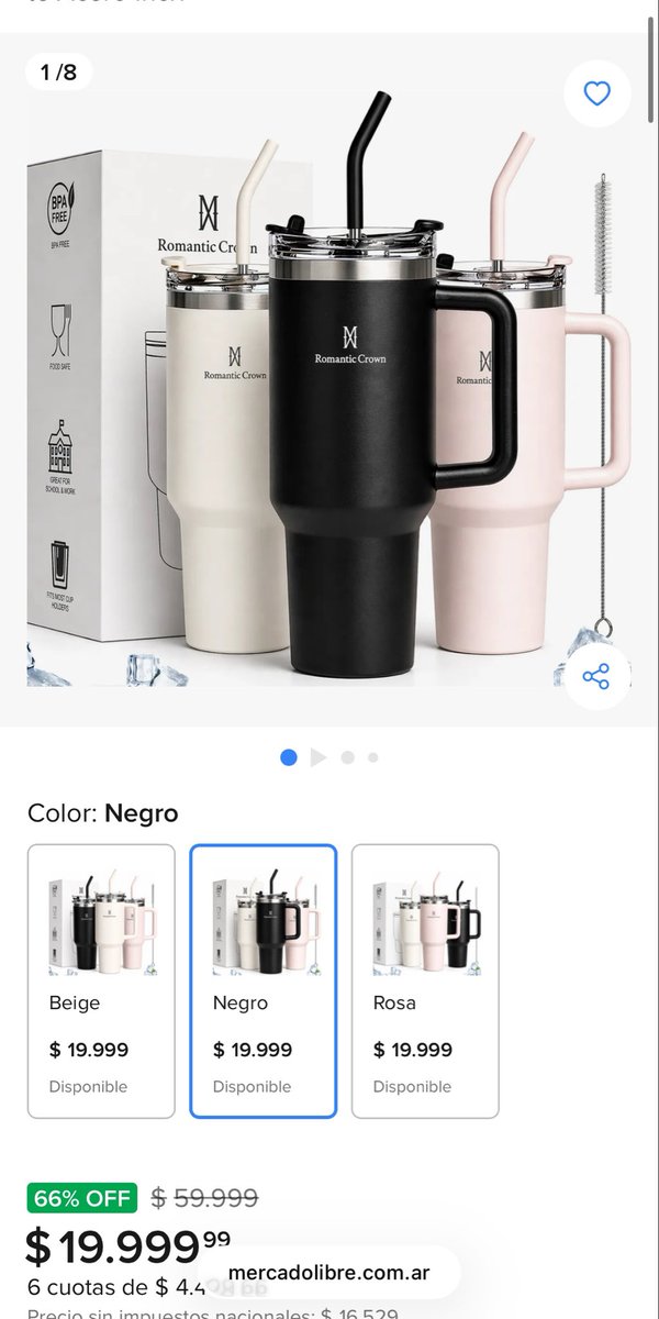 Modoahorroarg's tweet photo. 🔥 ALERTA DE MEGA DESCUENTO! 🔥

El vaso térmico N°1 en ventas de Mercado Libre con casi 70% OFF
💸 Antes: $59.999 ➡️ AHORA: $19.999
✨ Es de acero inoxidable y tiene capacidad de 1.2L (te olvidás de recargar a cada rato).

https://t.co/8GTcq3m7Mp https://t.co/UmoRVF82xt