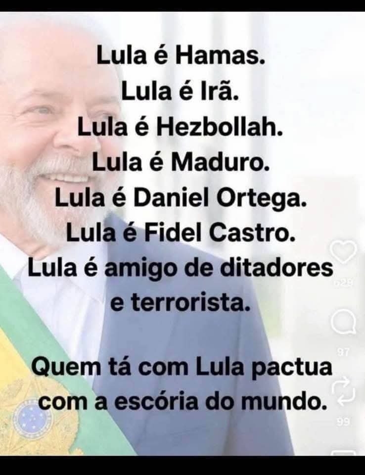 JorgeFe73357388's tweet photo. Lula e os teus apoiadores de terroristas, bando de doutrinados https://t.co/QqOOuhTYmi