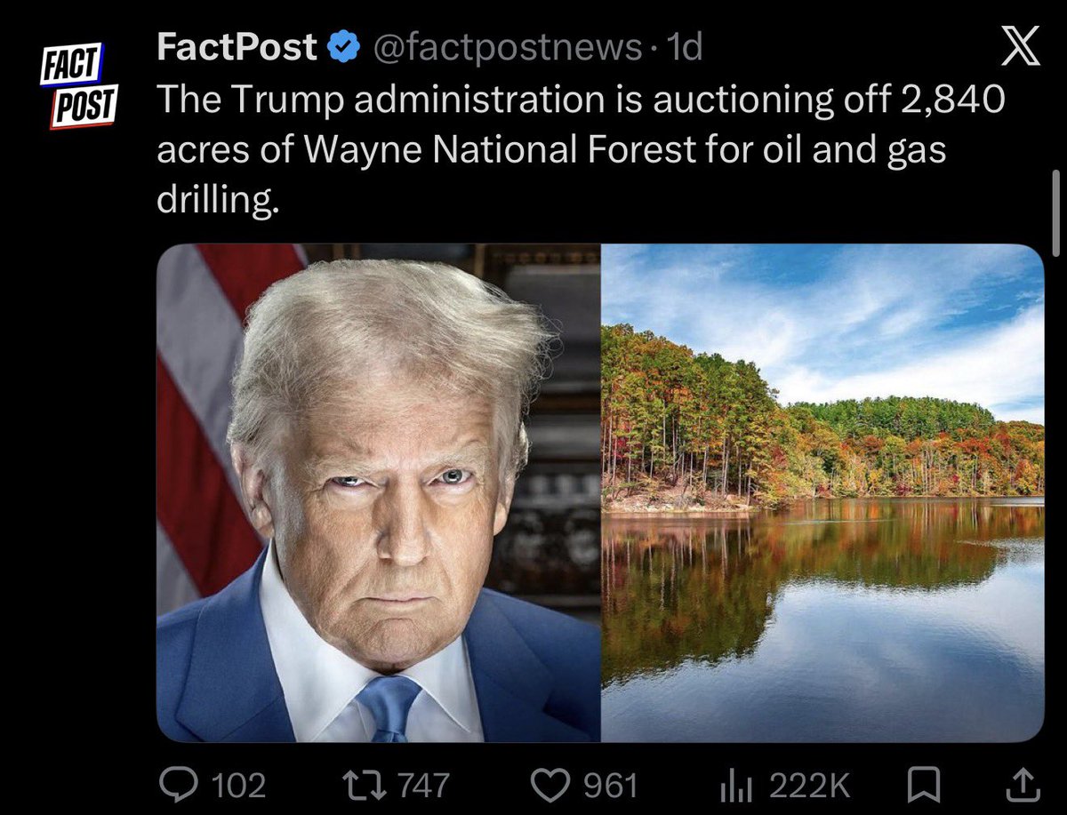 RodeoProfessor's tweet photo. These posts drive me insane because I basically have to deprogram students from this utter nonsense every fall. Oil and gas extraction in national forests has been a completely legal use in our National Forests for over a century, and even back to the pre Forest Service days of the 1890s. The ability to balance extraction with recreation is part of the DNA of the Forest Service and a uniquely American conservation institution, we should be incredibly proud of this.

The National Forests are managed under a multiple use mandate, and when this occurs there are extensive federal laws and regulations along side site specific environmental reviews targeted at wildlife, water, ecosystems, etc. I’d make the argument that this type of extraction is more sustainable and tightly regulated here than anywhere else in the world. What makes American National Forests such an innovative system in the conservation world is the requirement that we manage for recreation (hunting, camping, fishing) alongside sustainable yields of resources in the same forest. It’s actually incredible.