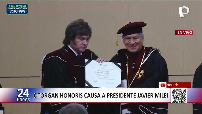 CiberNoticiario's tweet photo. ✡️ FARO DE LA CORRUPCIÓN 🕎 | Después de haber homenajeado a Milei en Perú con un Doctorado en Derecho Honoris Causa: el líder del partido libertario le solicitó a Fujimori el dinero del narcotráfico del Cartel de Sendero Luminoso que operan para Llaryora y el Mossad en #Córdoba. https://t.co/yYPWpJ2Cnt
