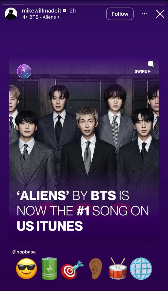 btschartsxdaily's tweet photo. [INFO] Mike Will Made-it one of the producer of Aliens via Instagram Story! https://t.co/oQhxkg0UJ7