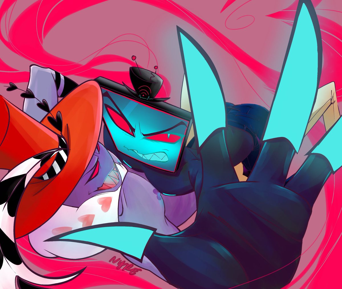 xnyre_'s tweet photo. Turn on your camera, you don’t wanna miss this #staticmoth #voxval #HazbinHotelValentino #vox #HazbinHotel https://t.co/SB98gqjn56