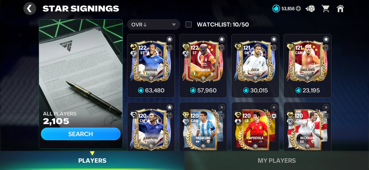 FCMUniverse's tweet photo. Update complete ✅

Champions loading

Players are in the Star Signings... However if like me you planned to sign certain players on day 1. Like TWG, they won't be released until they're in Drafts (obviously)

So Desailly will have to wait.

@tutiofifa @EASFCMOBILE  @FirstHalfYT @KJavierFM @FCthunder_EA @ui_parth @newcomerFM