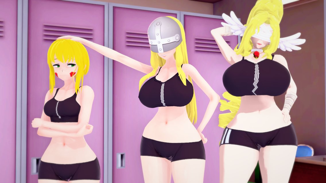 ZoanoT's tweet photo. Along with updating stuff, I'm doing some pics that comes to mind. I finally got to do that sport bra meme with Darcmon, Angewomon, and Venusmon. I would of added Tinkermon to complete the evolution line if it wasn't for the camera.
#Koikatsu #コイカツ #digimon #デジモ #bigboobs https://t.co/gTNZb8xL7b