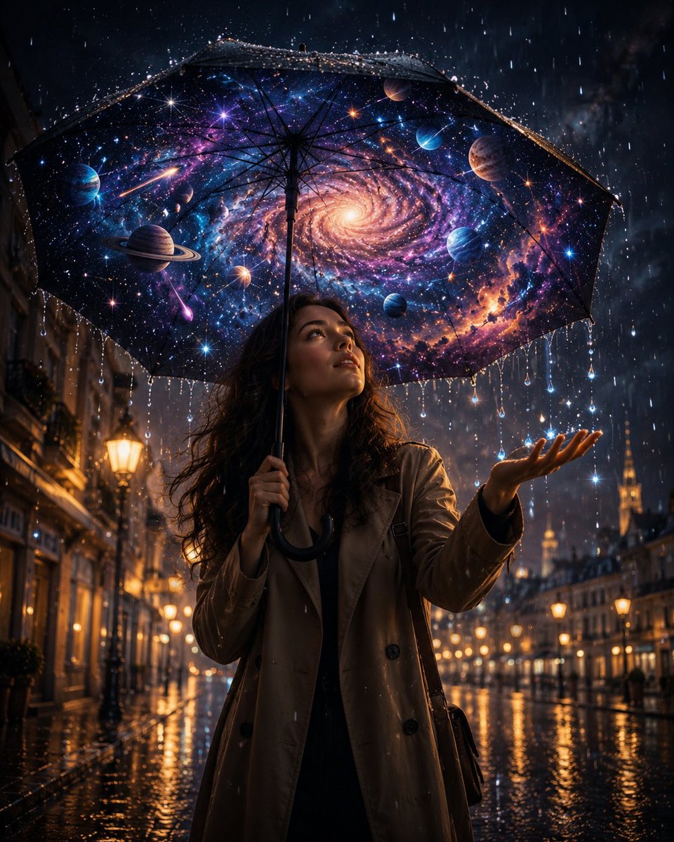 Cosmic Umbrella Fantasy Scene