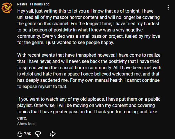 CubenFancy's tweet photo. I really don't understand Pastra mentality "All I have been met with is vitriol and hate from a space I once believed welcomed me" as a scapegoat. You were literally a shining light who was loved for BEING positive https://t.co/jHktlG7MzD