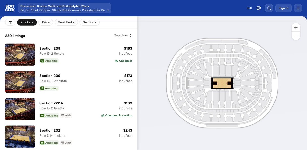 getctix's tweet photo. @JClarkNBCS @Fanatics Jerseys: record sales. Seats: get-in for the Oct 16 home debut is $163 (via SeatGeek, incl. fees) https://t.co/xHXtysgurb