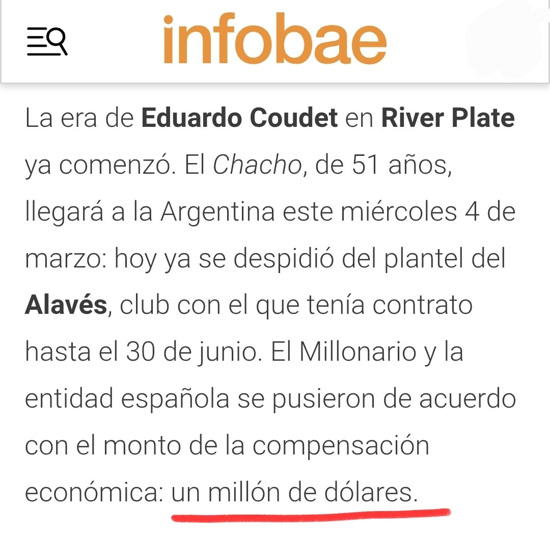 PoliticaEnRiver's tweet photo. RECORDEMOS

River Plate le pagó 1 millón de dólares al Alavés para contratar al Chacho Coudet https://t.co/76h5Q92iRj