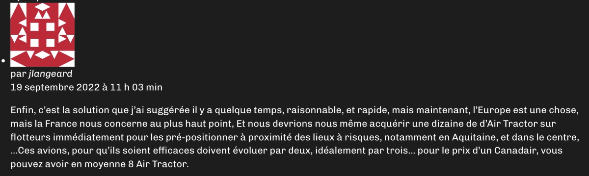 CPanameMgl's tweet photo. Je suis tombé sur un viel article de 2022 qui parle des air tractor. et canadair.. c'est fou qu'un random d'internet soit plus avisé que des mecs en costume gracieusement payé pour réfléchir a ce genre de chose https://t.co/N1jBnFPhYR